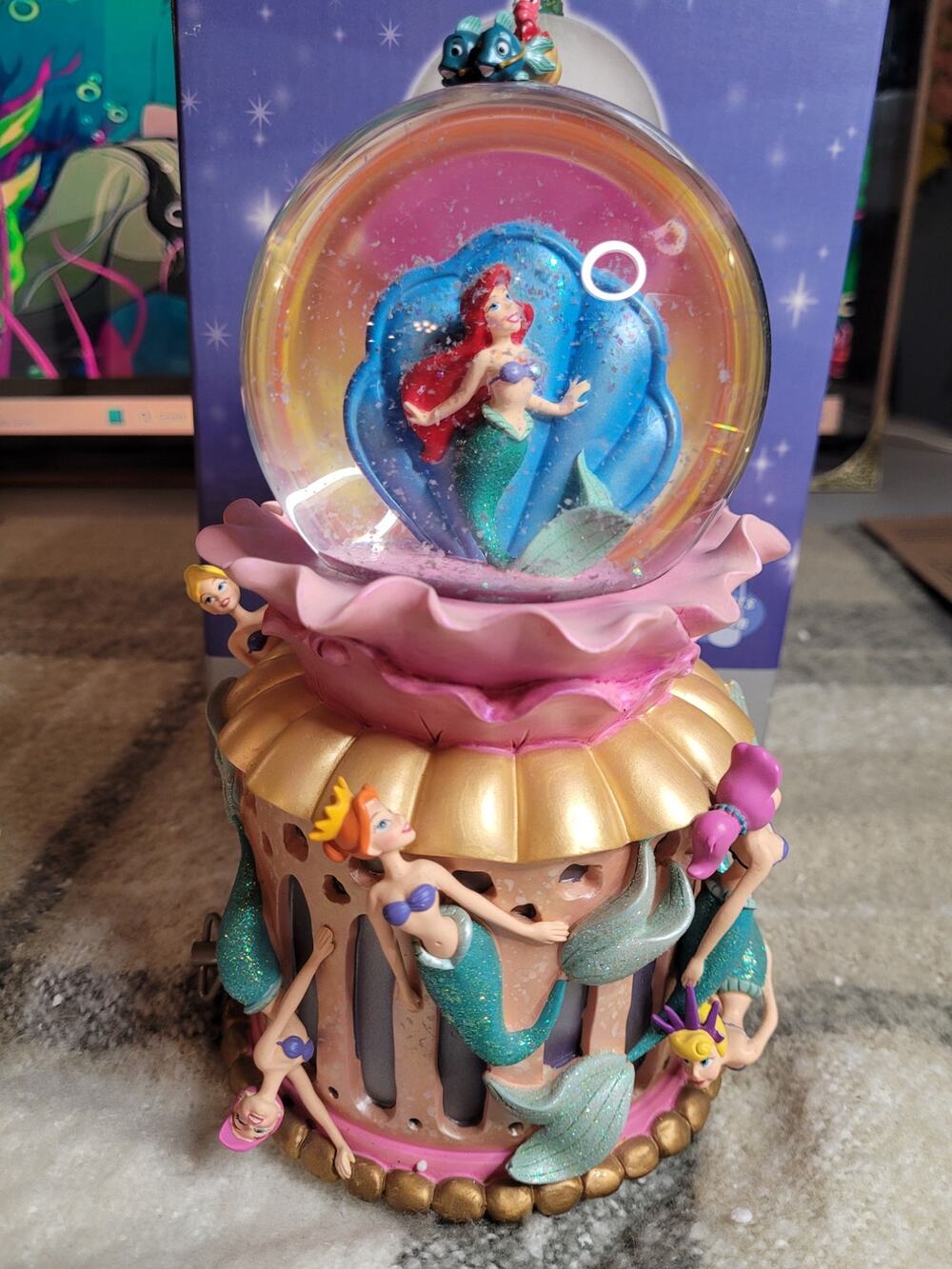 Disney Ariel Under the Sea Concert Snow Globe Daughters of Triton Music Box VTG
